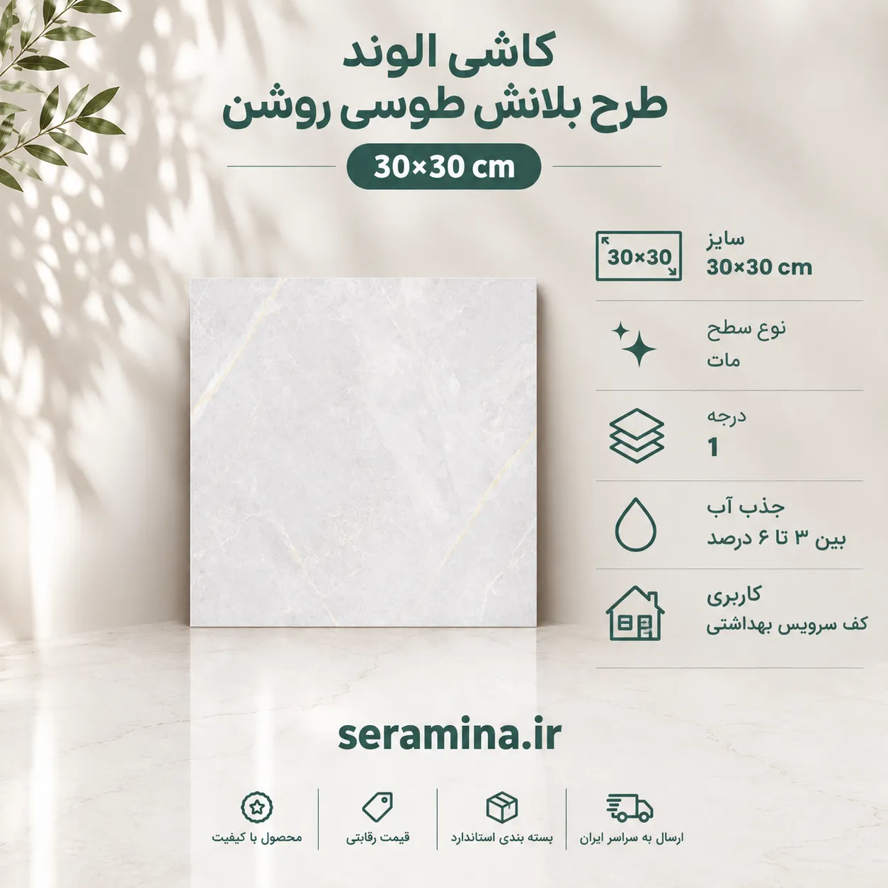 بلانش طوسی روشن 30×30