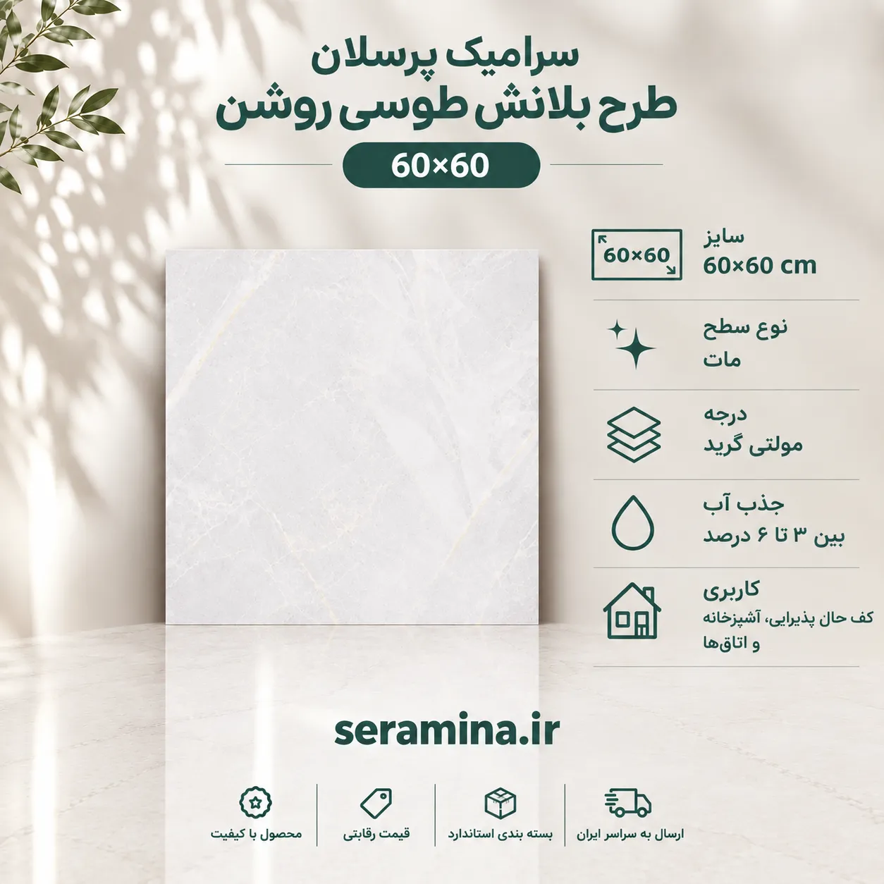 بلانش طوسی روشن 60×60 (مولتی گرید)