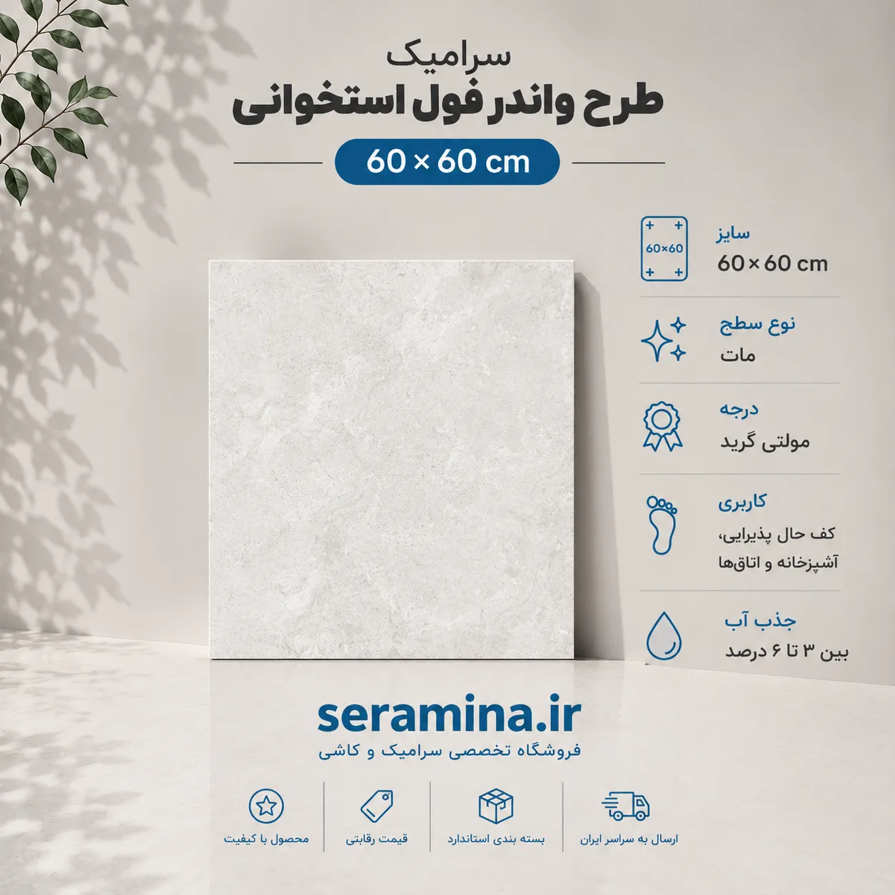 واندر فول استخوانی 60×60